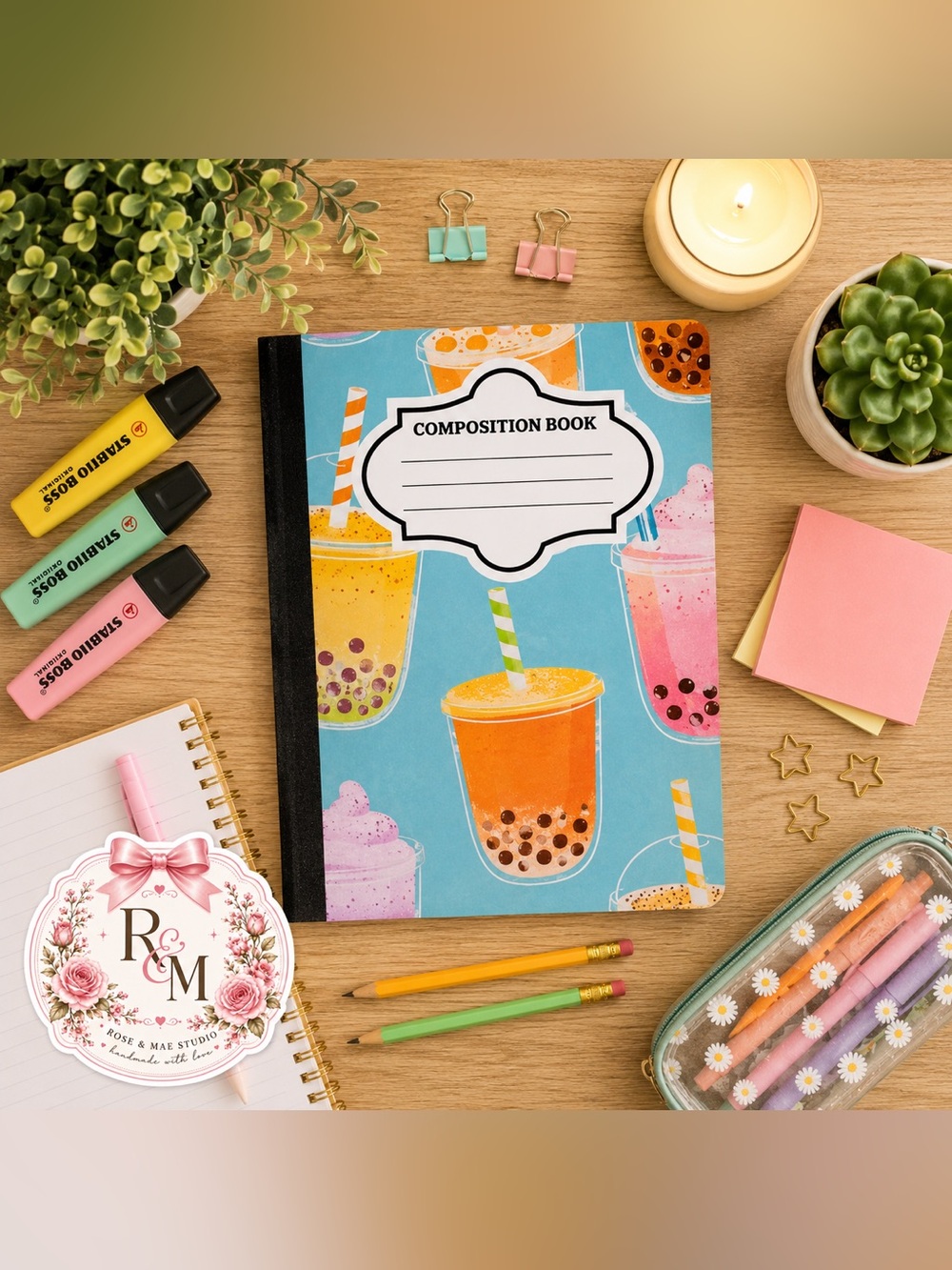 Custom Boba Tea Composition Notebook